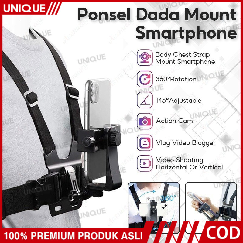 UNIQUE 5/6pcs Set Chest Strap Mount Smartphone Gopro Hero Action Cam Tali Strap Dudukan Dada Vlog Hp