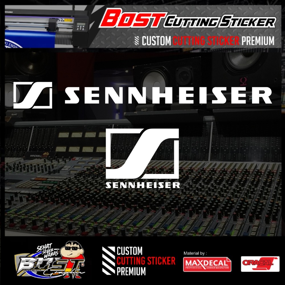 cutting sticker hardcase box sound system sennheiser.stiker audio alat musik speaker logo senheiser
