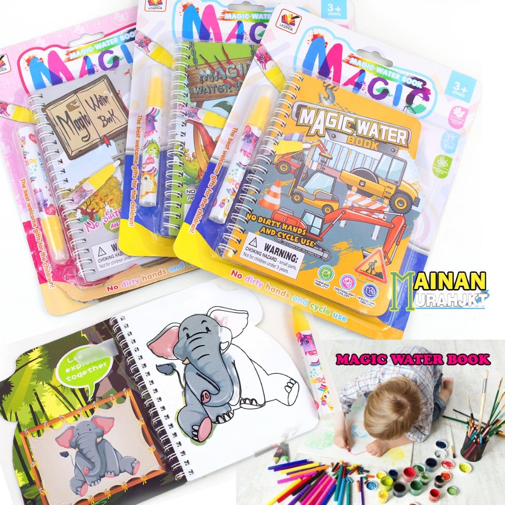 GROSIR MAINAN ANAK MURAH MAGIC WATER BOOK NO.2036A-2 BUKU GAMBAR MEWARNAI DENGAN AIR MAINAN EDUKASI