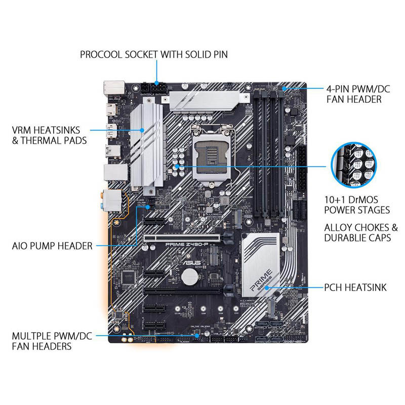 ASUS Z490-P LGA 1200 Intel Z490 SATA 6Gb/s ATX Intel Motherboard