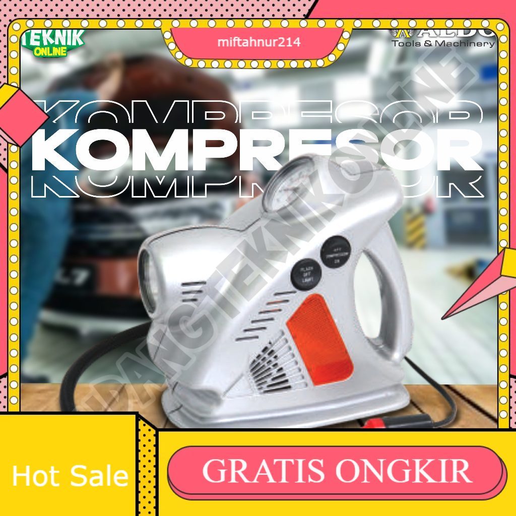Kompresor Angin Mini Portable 3in1 ALDO DC CP31 / Air Compressor Pompa Angin Senter CP 31 CP-31 ALDO