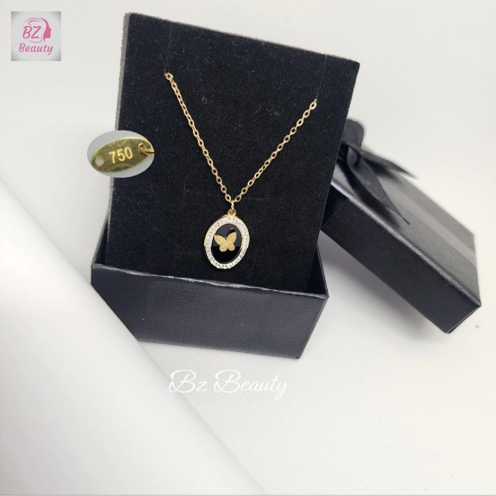 Kalung Emas Imitasi Wanita Mewah Titanium Kode 750 Kait Elegan Model Korea