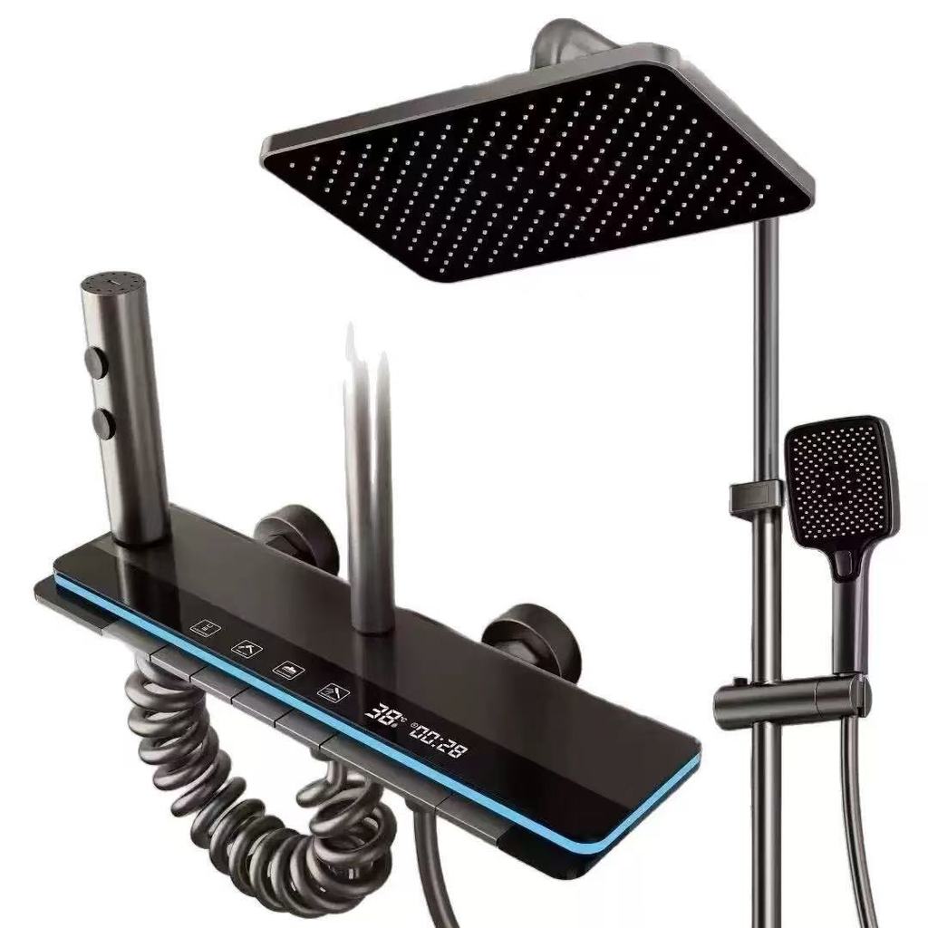 Thermostatic shower head set, household pressurized bathroom shower head, gital splay, space aluminu