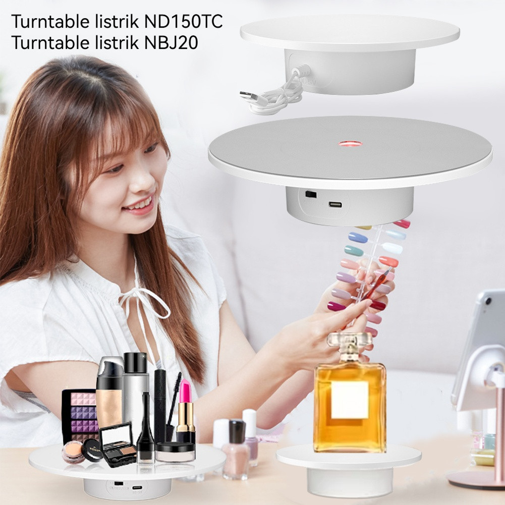 Meja Putar Fotografi dengan Cermin LED RGB untuk Display 360 Derajat