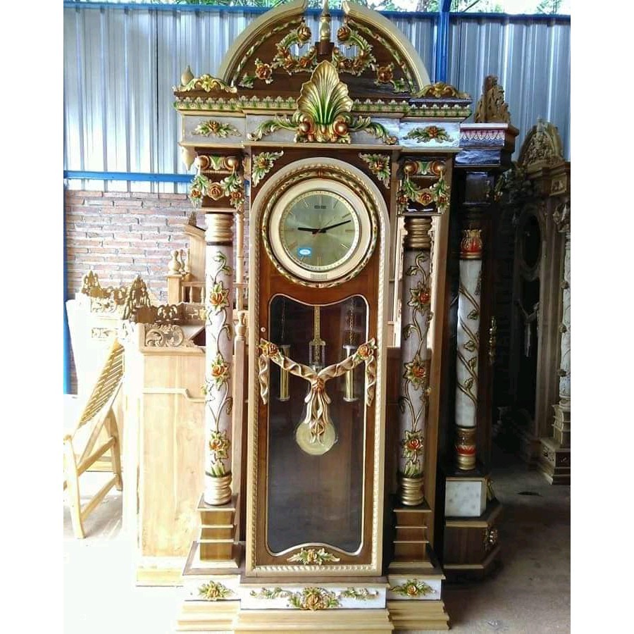 Lemari Jam Lonceng Jati Finishing hrga pengrajin FNM0792 FG2