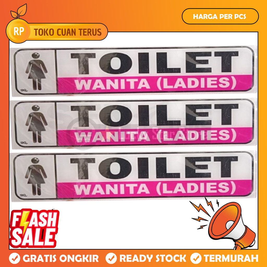 Stiker Papan Label Acrylic Toilet Wanita Ladies Akrilik Sign Board Tanda Tulisan Tulis Sticker WC Ka