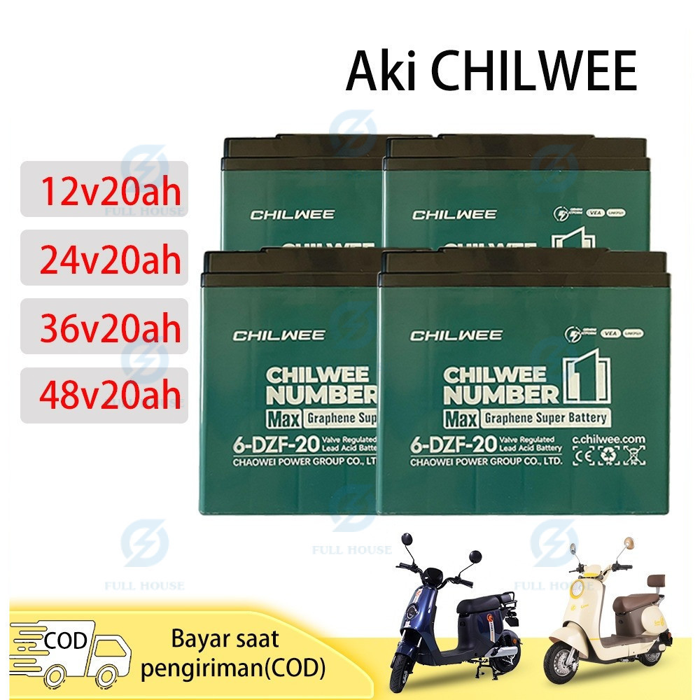 CHILWEE AKI / BATERAI SEPEDA LISTRIK 12V/24V/36V/48V 20AH/12AH ORIGINAL Garansi Resmi