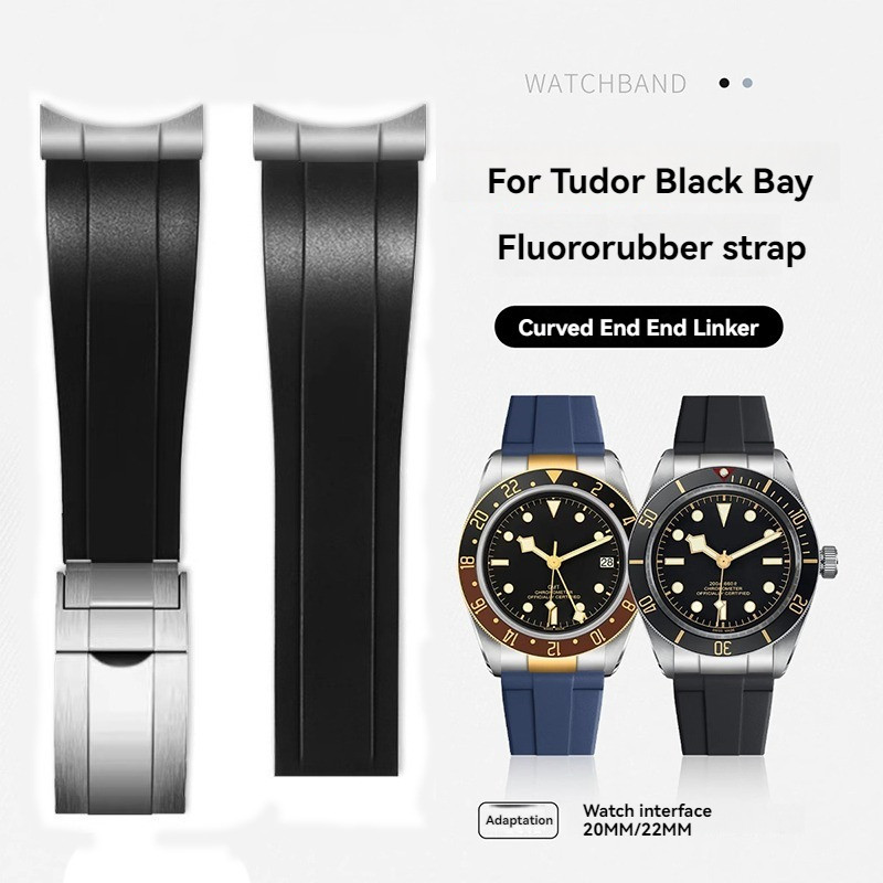 20mm 21mm 22mm Soft Rubber Strap for Tudor 39mm 1958 BB58 Black Bay Panda Pro Black Shield Watchband