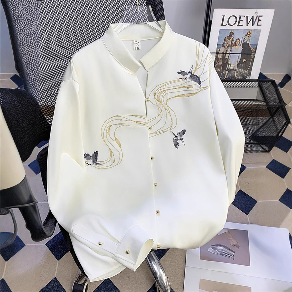 Kemeja Bordir Gaya Cina Baru untuk Pria