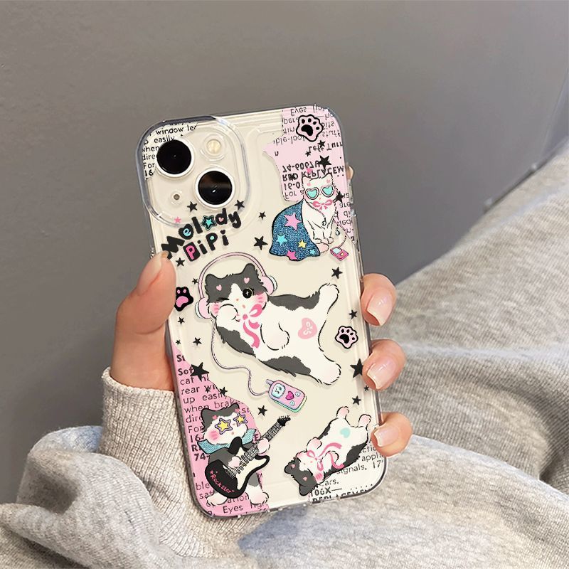 Casing hp clear Redmi Gaya Kucing PiPi Rock Imut & Keren untuk mi A1 A3 9A 9C 10C 12 13C 14C 15 NOTE