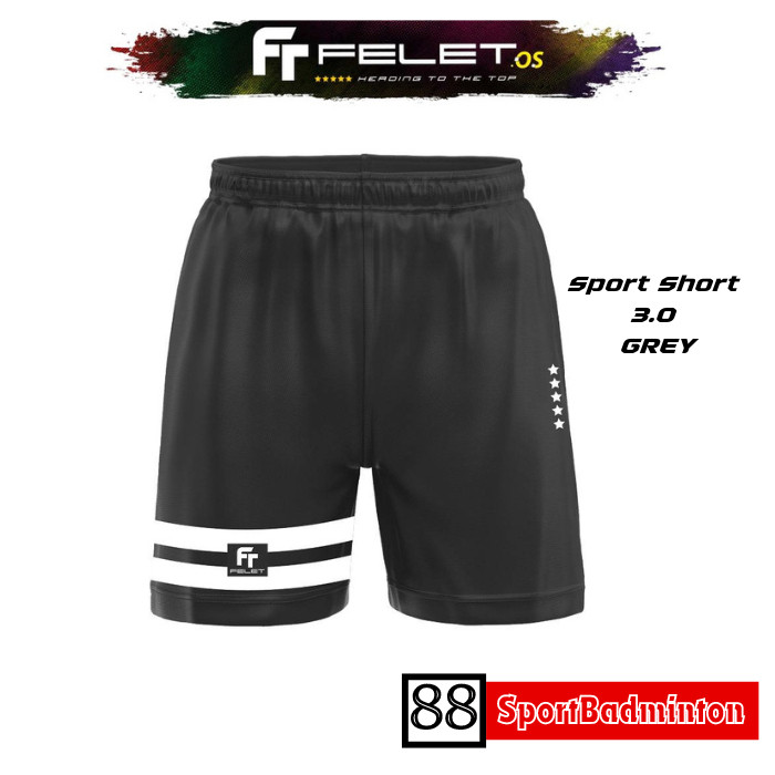 Felet SPORT SHORT 3.0 ( GREY ) - Celana Badminton Original Felet