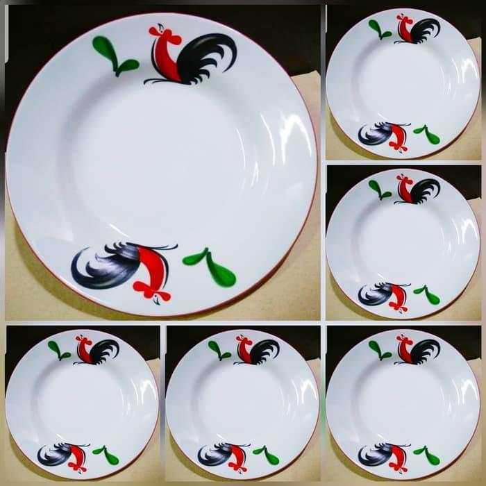 1 Set Isi 6 Pcs Piring Ayam Jago/Piring Keramik/Piring Makan/Piring