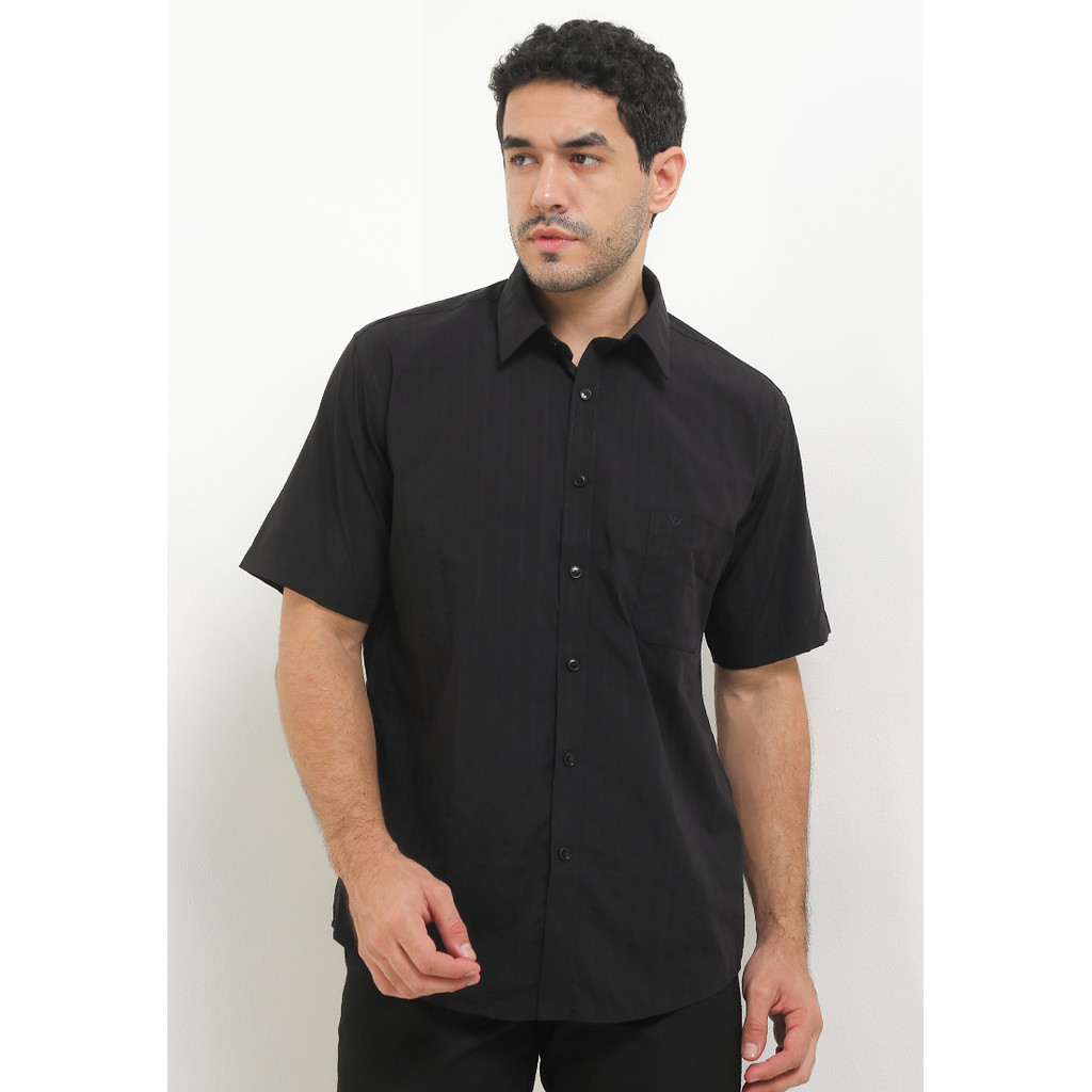 Kemeja Lengan Pendek Ethan White Urban Onyx - Black Smart Casual