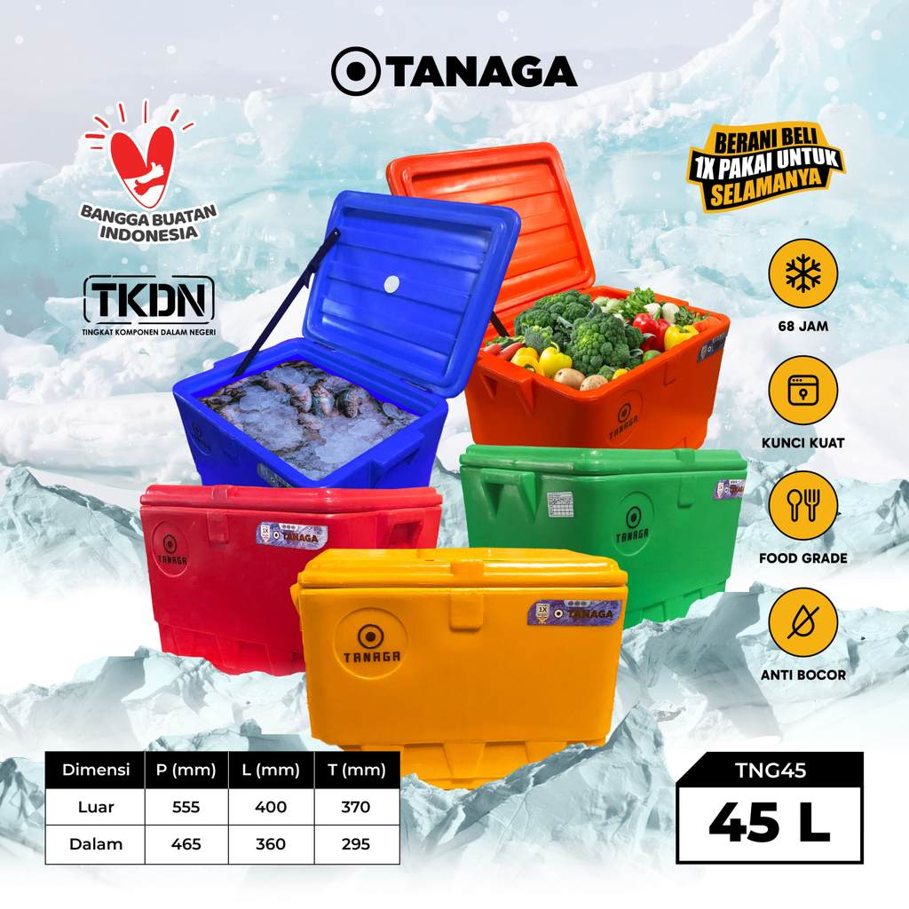 TANAGA Cooler Box 45 liter Coolbox es ikan ice box cooler Termos Pendingin Tahan Lama