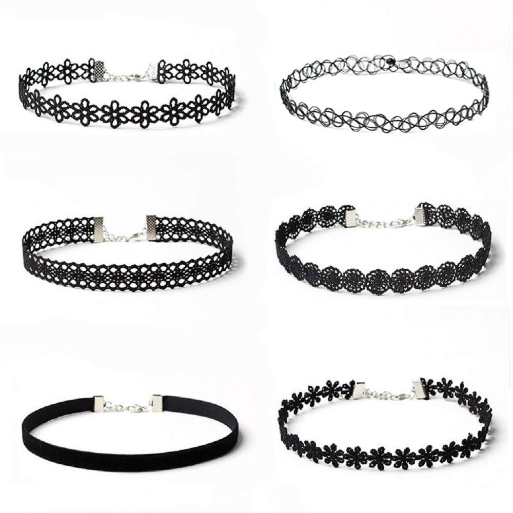 Choker Hitam untuk Wanita choker Kalung Rantai Klavikula Perhiasan Leher Tali Leher Rantai Leher Ren