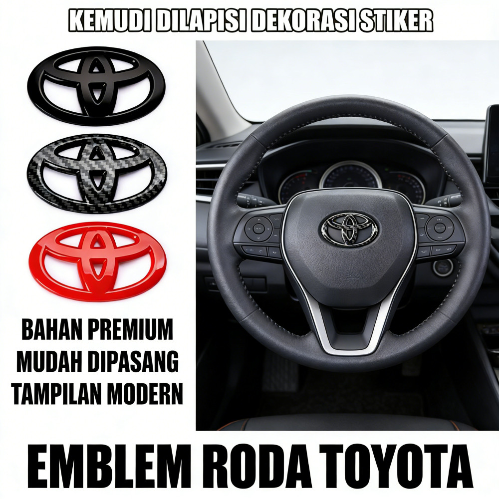 Kemudi Mobil 6.5cm Stiker Roda TOYOTA TOYOTA Emblem Stir Logo