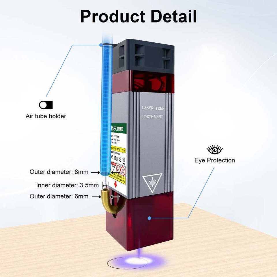 LASER TREE 20w 40W 80W Laser Module 450nm Laser Head Blue Laser for Cnc Laser Engraving Cutting Mach