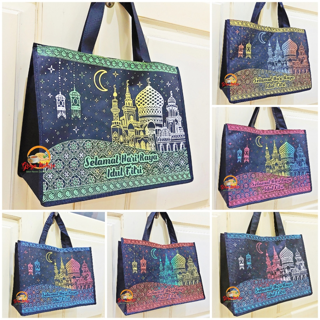 Tas Lebaran Jumbo 31x40x15cm Spunbond Tebal | Tas Parcel Idul Fitri | Tas Hampers Lebaran Besar | Ta