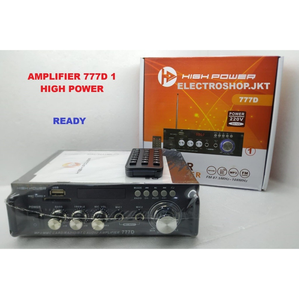 Amplifier Bluetooth High Power 777D1 Original 12V 300W Ampli Mobil Rumah