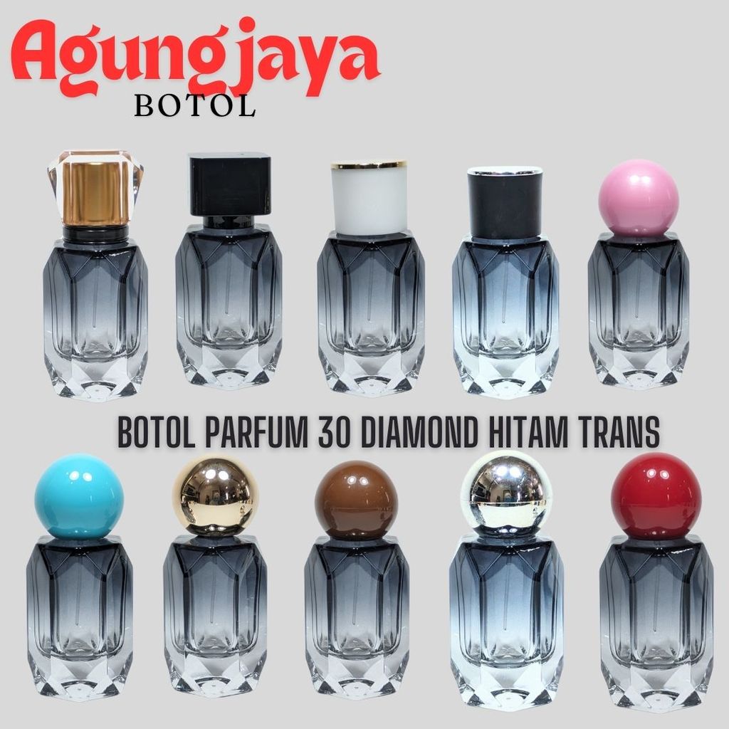 Botol Kaca Parfum 30 Ml Diamond Pump Easy Hitam/ Botol Kaca Parfum 30 Ml /  Botol Kaca / Botol Parfu