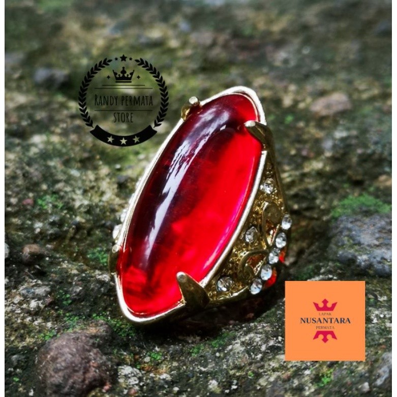 Cod Batu Cincin Merah Siam Poles Model Pandan Kristal Top High Quality
