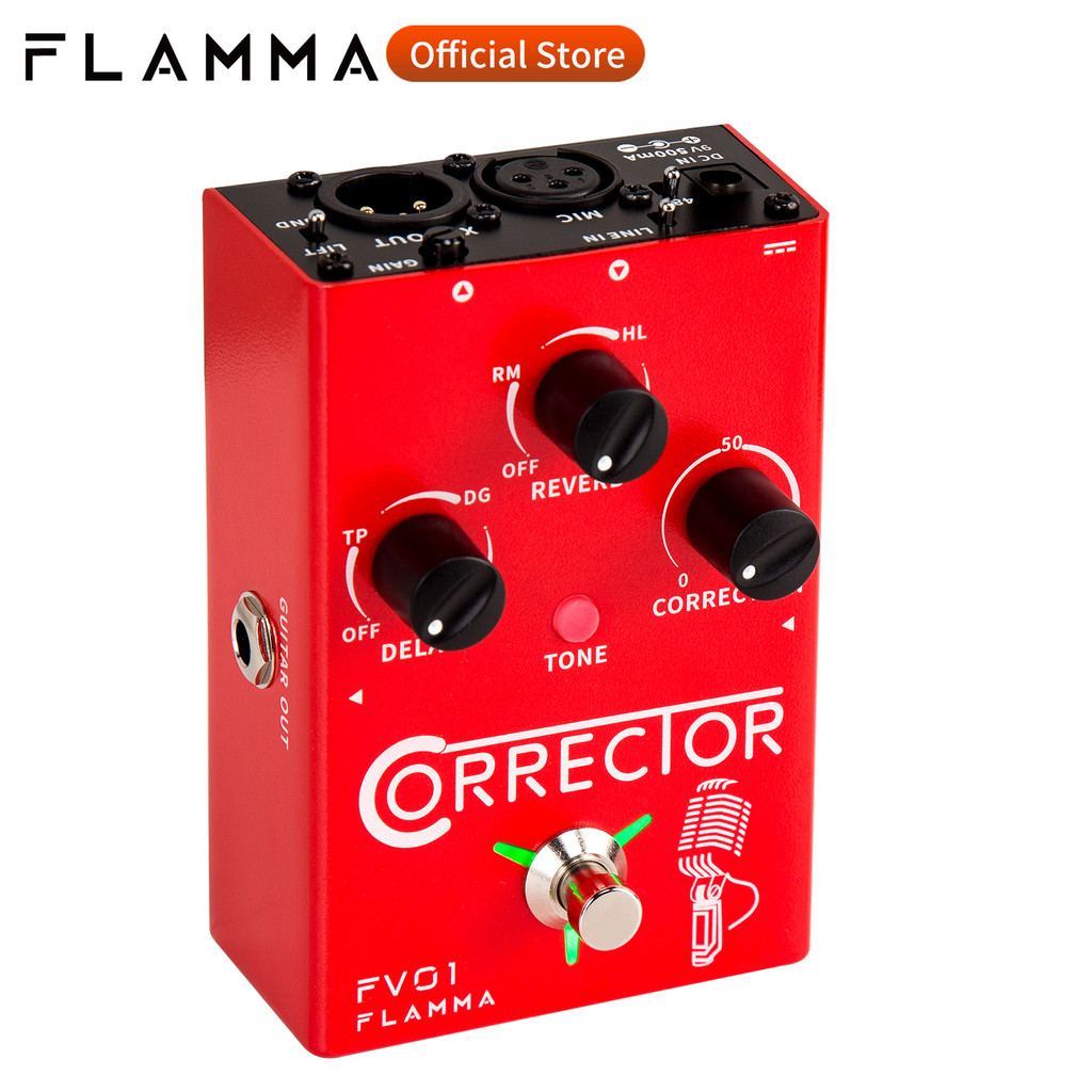FLAMMA FV01 Prosesor Efek Vokal dengan Koreksi Pitch dan Efek Delay Reverb untuk Amplifier Mikrofon 