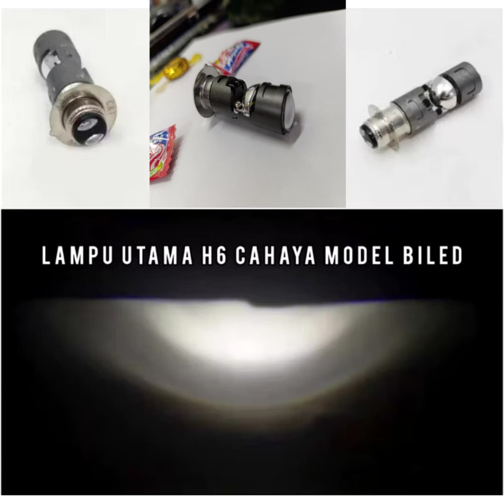 Lampu Utama LED H6 Model Biled AOZORA Jauh Dekat Putih AC DC Universal Matic Bebek Socket H6