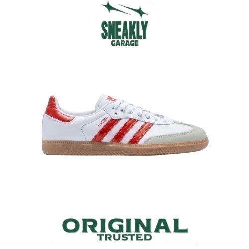Sepatu Adidas Samba OG White Solar Red Gum  Sneakers Unisex