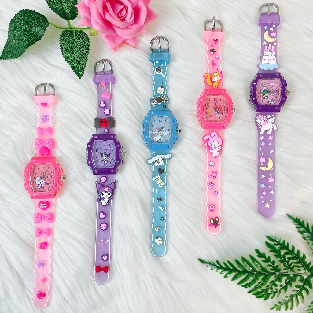 [DS] - Termurah jam tangan karakter sanrio 3D tampilan analog kotak strap rubber jelly lucu produk i