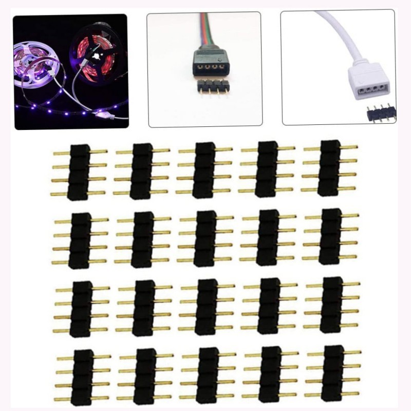 Ready 100pcs Konektor Led Strip Rgb 5050 Jarum 4 Pin Sambungan Led Sambungan Led Konektor Led Strip
