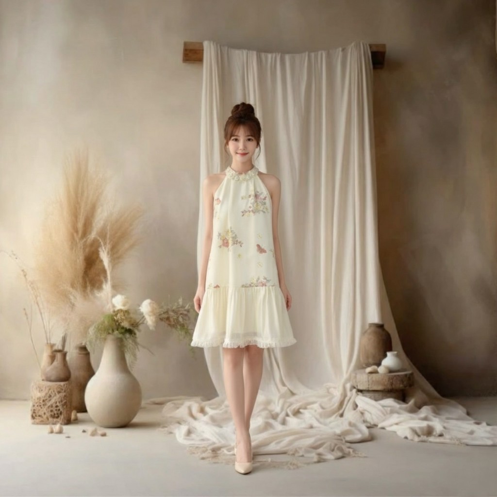 Laudofficial Mitha Dress /Mini Dress Pesta Wanita Halter Necj Tanpa Lengan