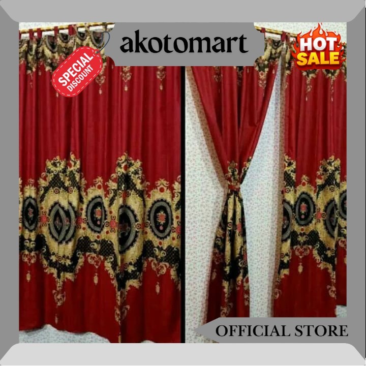 GORDEN PINTU SULTAN MURAH | HORDENG KORDEN TIRAI GORDYN MOTIF SULTAN BIRU MERAH JENDELA GRATIS ONGKI
