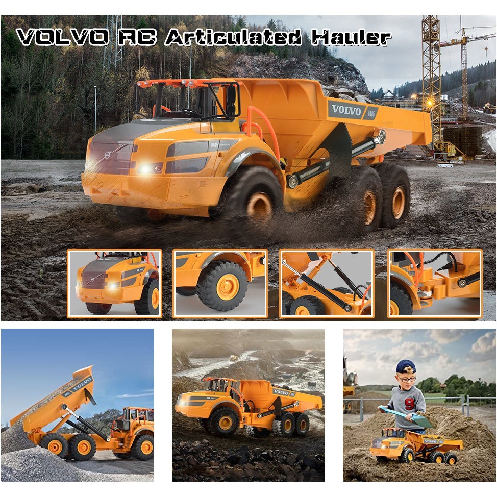 RC Volvo Dump Truck Double E E581-003 Dengan LED Dan Dumper