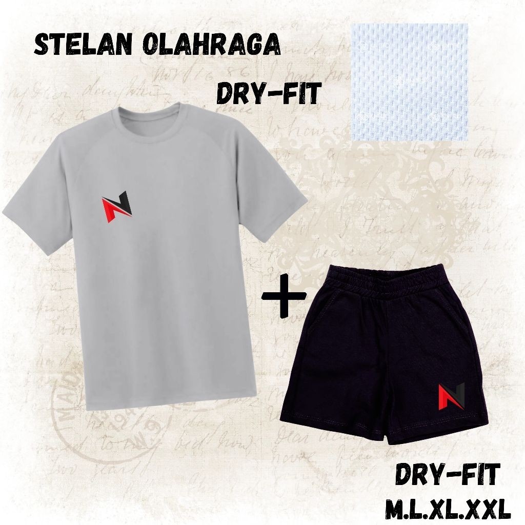 Stelan olahraga pria wanita dry fit set baju celana sport training M-XXL/Terbaru