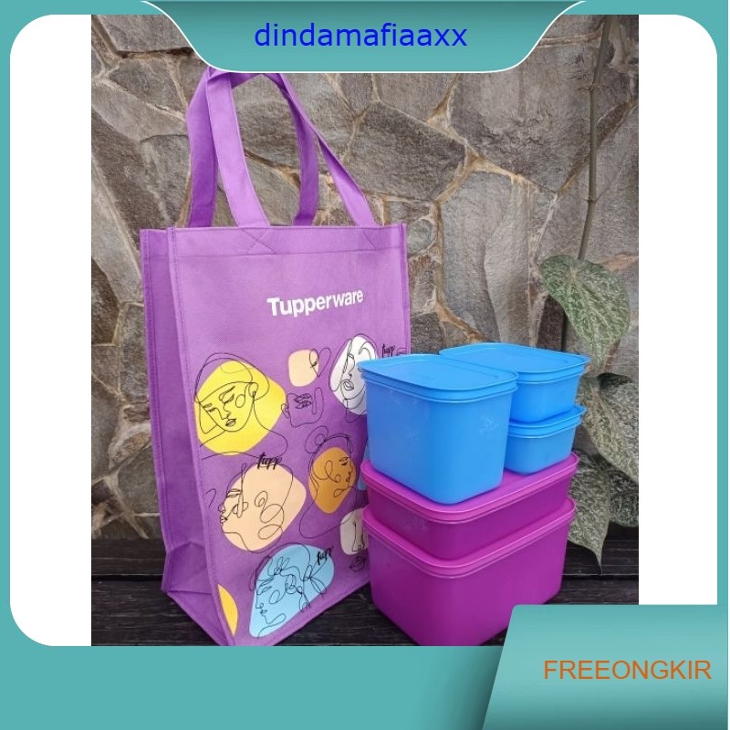 Tupperware frozy cozy set isi 5pcs + free tas ( 450ml 2pcs + 1L + 1,1L + 2,5L )