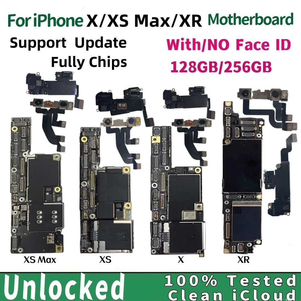 A+ Tested For iPhone xs max Motherboard with face ID Unlocked For iphone X XR Clean iCloud Mainboard