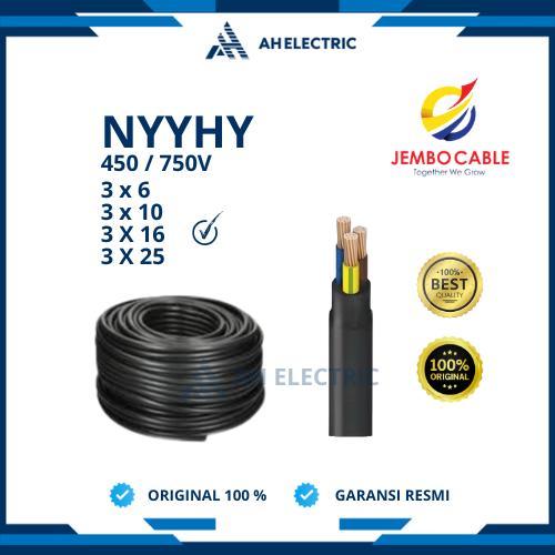 Jembo Kabel Serabut NYYHY 3x16 mm / 3 x 16 mm | 1 Roll 25 Meter / 50 Meter / 100 Meter