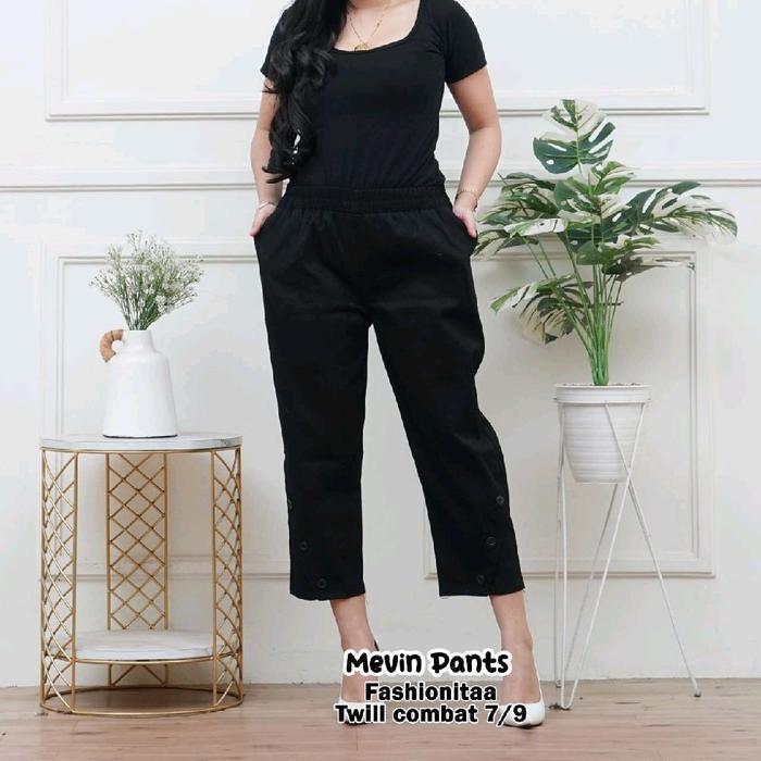 saleCelana Mevin pants Celana variasi kancing  bahan twill streach premium tebal melar tebal halus -