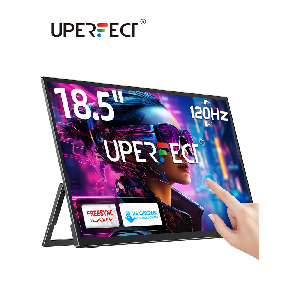UPERFECT Portable Monitor Touchscreen 18.5 Inch 120hz w/VESA & 180° Adjustable Stand For Laptop PC M