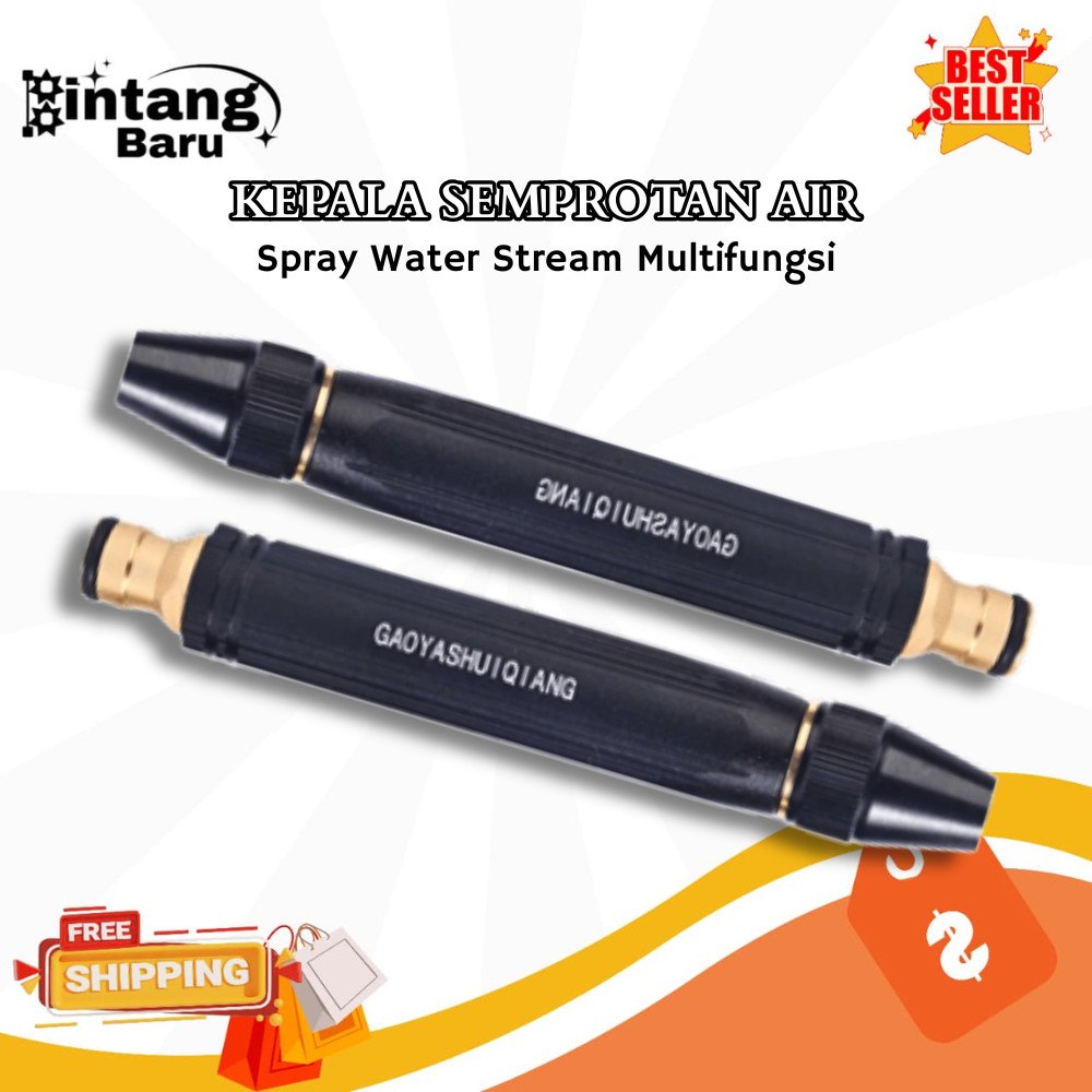 KEPALA SEMPROTAN AIR  SPRAY WATER STREAM HOSE NOZZLE HITAM  PISTOL AIR CUCI MOBIL -BB