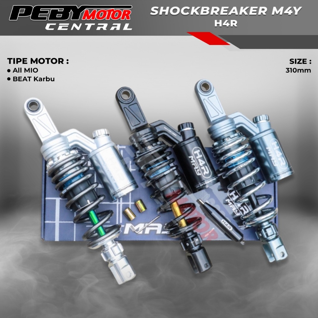 Shockbreaker Belakang H4R M4Y Series Single Shock 310mm All Mio Beat Karbu