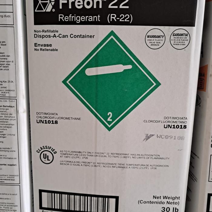 Freon AC R22 Dupont/freon r22 Dupont USA/berat 13.62/30lb / Pendingin