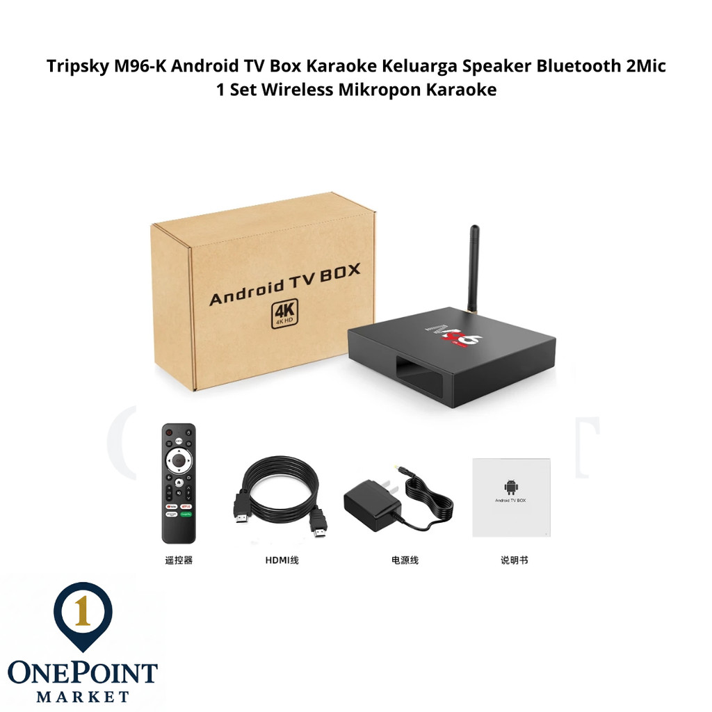 Tripsky M96-K Android TV Box Karaoke Keluarga Speaker Bluetooth 2Mic 1 Set Wireless Mikropon Karaoke