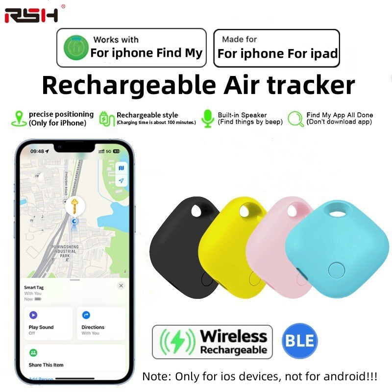 Reargeable Smart Tag, Bluetooth Luggage Tracker. Works with Apple Find My (iOS Only), Item Locator f