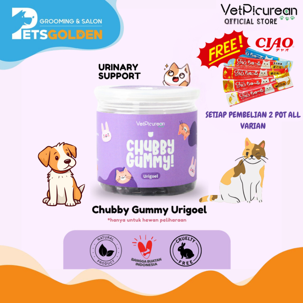 (Burqyu) Vitamin Urinary Anjing Kucing VETPICUREAN Chubby Gummy Urigoel
