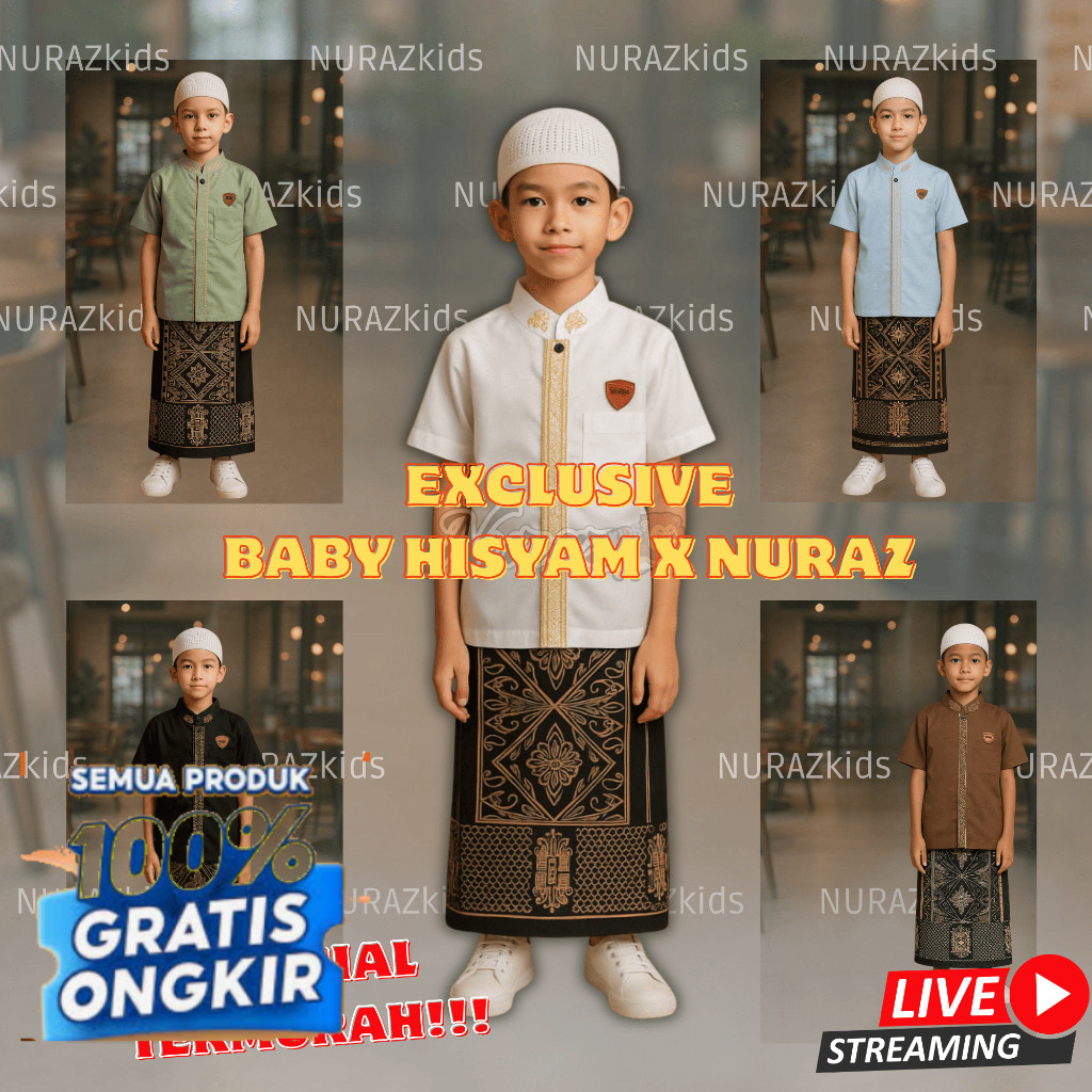 EXCLUSIVE LIVE BABY HISYAM X NURAZ KIDS SARKOCI BELI 1 STEL FREE 1 SAJADAH (SARUNG INSTAN KOKO PECI)
