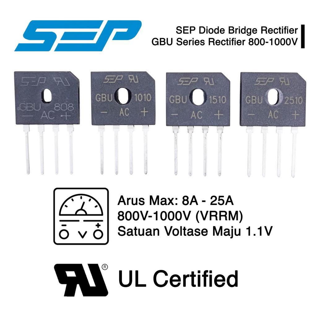 SEP Dioda Diode Bridge Rectifier Penyelaras AC DC GBU808 GBU1010 GBU1510 GBU2510 800V 1000V 8A 10A 1