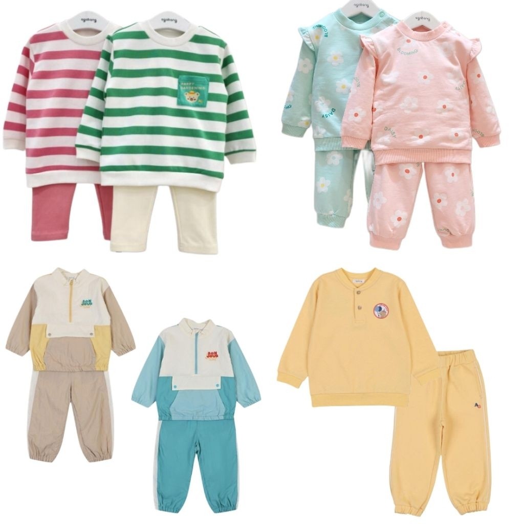 SLIDEBAR Setelan Anak Perempuan /Laki Laki Unisex Agabang Korea