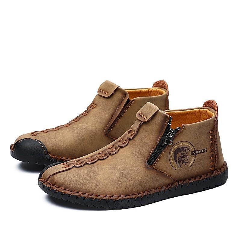 Sepatu Boots Pria Fashion Kulit Sapi Asli Import dengan Resleting