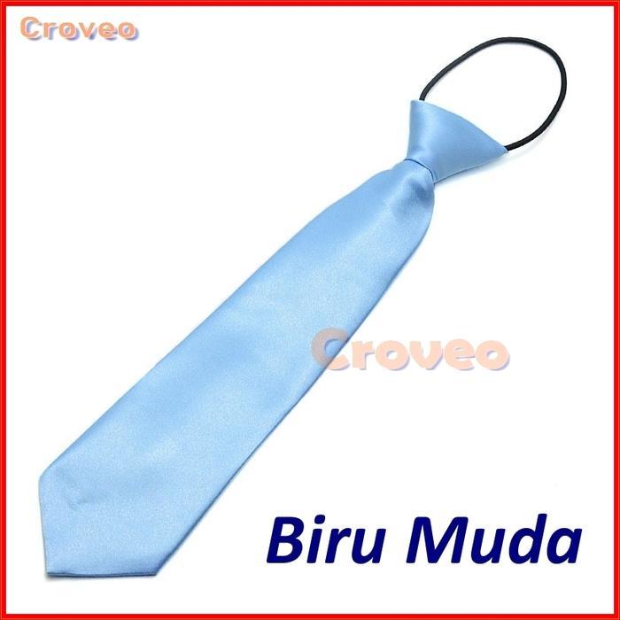 Dasi Anak Instan Hitam Kecil Polos Anak2 Tk Laki Panjang Pesta Balita - Biru Muda